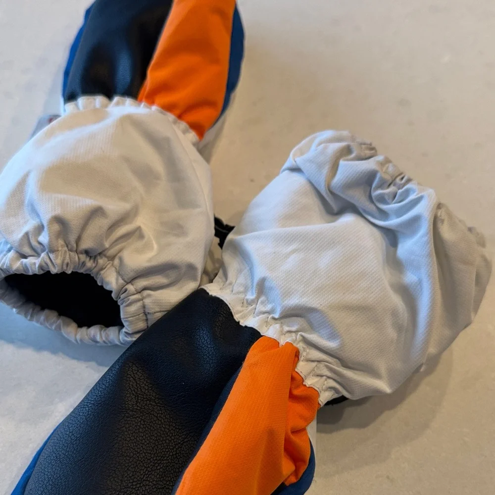 Kids Mittens - Blue, White, and Orange